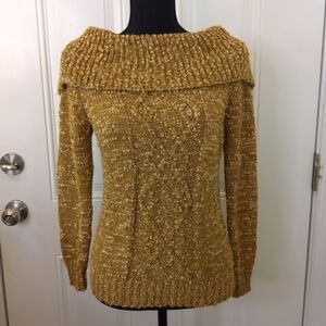 Once 1 Again gold long sleeve cowl neck sweater